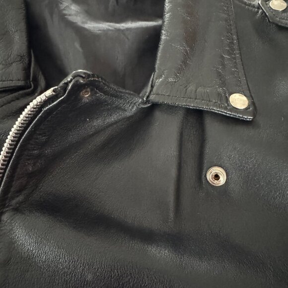 Men's BLACK 3XLT 54T Leather Motorcycle Biker Jacket Wilson's Vintage 90s - Picture 7 of 15